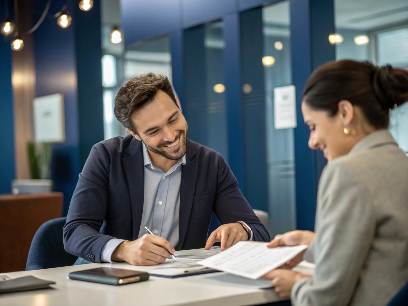 Vantage Finance broker discussing equipment finance options with a business owner
