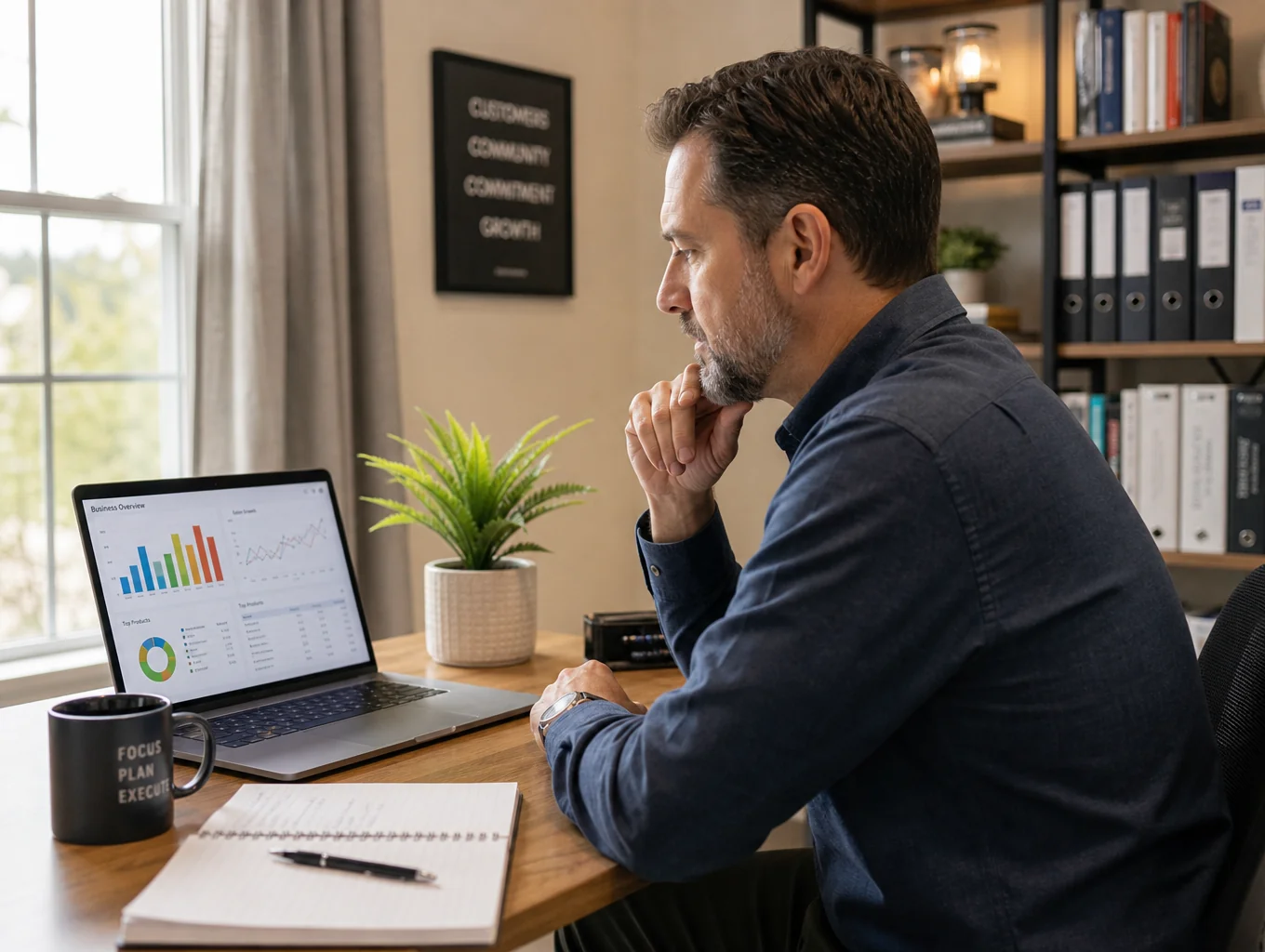 Australian business owner reviewing enterprise growth and finance options